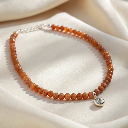 beaded gemstone necklace in sterling silver - Hezura